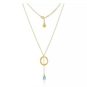 NIB Mabel Chong 14K Gold Fill Glimmer Necklace - Sky Blue Topaz, MSRP $96